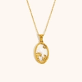 18K vergulde ketting met ovale schelphanger en kreeft sterrenbeeld motief voor dames - Zirkoon Schelp Zodiac Ketting-Goud-Kreeft