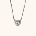 Silver-tone heart necklace featuring twisted rope border and polished box chain finish - Mini Heart Pendant Necklace - Silver Tone