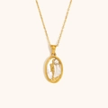 18K vergulde tarot maangodin ketting met iriserende witte parelmoer hanger - Zirkoon Schelp Zodiac Ketting-Goud-Maagd