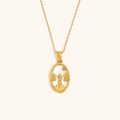 18K vergulde Weegschaal sterrenbeeld ketting met parelmoer en ster detail - Zirkoon Schelp Zodiac Ketting-Goud-Weegschaal