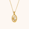 18K vergulde Schorpioen sterrenbeeld ketting met schelpinleg en kristallen detail - Zirkoon Schelp Zodiac Ketting-Goud-Schorpioen