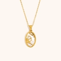 Gouden Boogschutter ketting met ovale parelmoer hanger en schitterend kristal - Zirkoon Schelp Zodiac Ketting-Goud-Boogschutter