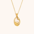 18K vergulde Steenbok sterrenbeeld ketting met ovale parelmoer hanger en kristal - Zirkoon Schelp Zodiac Ketting-Goud-Steenbok