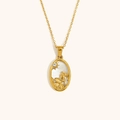 18K vergulde tarotketting met zonnemodel en inlegwerk van parelmoer voor dames - Zirkoon Schelp Zodiac Ketting-Goud-Waterman