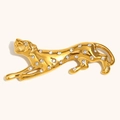 Brosche in Gepardenform mit 18K Goldbeschichtung und funkelnden Kristallsteinen - Voll Zirkonia Leopard Stil / Gold
