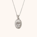 Zilveren tarot-hanger ketting met zonne-kroon reliëf ontwerp en micro-ingelegde stenen - Zirkoon Schelp Zodiac Ketting-Staal-Ram