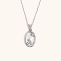 Zilveren Stier ketting met parelmoer inleg en sprankelende kristallen accenten - Zirkoon Schelp Zodiac Ketting-Staal-Stier