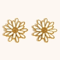 Schicke 18K vergoldete Edelstahl Gänseblümchen Ohrstecker mit weißen Emaille Blüten - Gold