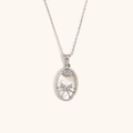 Zilveren tarot zonneketing met parelmoer ovale hanger in 18K goudverguld - Zirkoon Schelp Zodiac Ketting-Staal-Tweelingen
