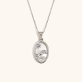 Zilveren Leeuw sterrenbeeld ketting met witte schelp inleg en stralend zon detail - Zirkoon Schelp Zodiac Ketting-Staal-Leeuw