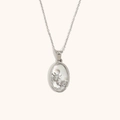 Schorpioen sterrenbeeld ketting met zilveren ovale hanger en fonkelende zirkoonsteen - Zirkoon Schelp Zodiac Ketting-Staal-Schorpioen