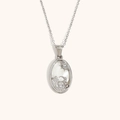 Zilveren Steenbok sterrenbeeld ketting met witte schelp en kristallen detail - Zirkoon Schelp Zodiac Ketting-Staal-Steenbok