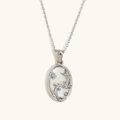 Zilveren tarot hanger ketting met parelmoer inleg en koi vis motief dames - Zirkoon Schelp Zodiac Ketting-Staal-Vissen