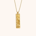 Collar rectangular de Aries bañado en oro de 18 quilates con circón y elegante cadena de bolas - Square Zodiac Pendant Necklace - Gold - Aries