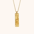 Collar con colgante cuadrado del signo Capricornio chapado en oro 18K y cadena de bolas - Square Zodiac Pendant Necklace - Gold - Capricorn