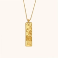 Collar con colgante cuadrado del zodiaco Acuario en acero inoxidable chapado en oro 18K - Square Zodiac Pendant Necklace - Gold - Aquarius