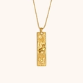 Collar colgante Tauro dorado de acero inoxidable con una piedra brillante - Collar Con Colgante De Constelación Cuadrada - Oro - Tauro