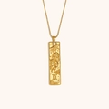 Collar de acero inoxidable chapado en oro 18K con colgante signo Géminis cuadrado - Collar Con Colgante De Constelación Cuadrada - Oro - Géminis