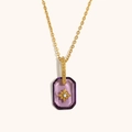 Collar de acero inoxidable chapado en oro 18K con colgante de acrílico morado y estrella - Morado Transparente (Dorado-4)