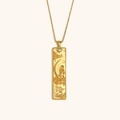 Collar dorado con colgante de Virgo y relieve de mujer elegante con cadena de bolas - Collar Con Colgante De Constelación Cuadrada - Oro - Virgo