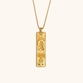 Collar con colgante cuadrado Libra dorado con baño de oro 18K y cadena perlas - Collar Con Colgante De Constelación Cuadrada - Oro - Libra