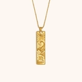 Collar con colgante Escorpio rectangular bañado en oro de 18K y detalle grabado - Collar Con Colgante De Constelación Cuadrada - Oro - Escorpio