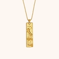 Collar de acero inoxidable chapado en oro 18K con colgante Sagitario y piedra de circón - Collar Con Colgante De Constelación Cuadrada - Oro - Sagitario