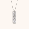 Collar con colgante del signo Géminis plateado en placa rectangular con grabados - Collar Con Colgante De Constelación Cuadrada - Acero - Géminis