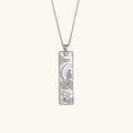 Collar con colgante cuadrado plateado pulido grabado con signo zodiacal de Virgo detallado - Collar Con Colgante De Constelación Cuadrada - Acero - Virgo