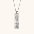 Colgante Libra plateado rectangular con cadena de bolas y piedra de circonita - Collar Con Colgante De Constelación Cuadrada - Acero - Libra