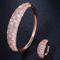 Luxe roségouden sieradenset met zirkonia-armbanden en bijpassende ring - Maat 7 / Roségoud