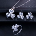 Macro shot of S925 hallmark on jewelry set featuring clover-shaped zircon stones - Size 6 / White