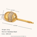 Fermaglio per capelli in acciaio inossidabile placcato oro 18K con cupola di cristalli - Fermaglio per Capelli a Forma di Guscio d'Uovo con Strass - Oro