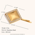 Fermaglio quadrato in acciaio inossidabile placcato oro 18K con bordo di strass - Fermaglio per Capelli Quadrato Bordo Strass - Oro