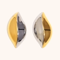 Pendientes bicolores de acero inoxidable bañados en oro 18K con acabado de espejo - Pendientes Botón Ojo (E8130) / Dos colores
