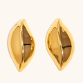 Pendientes de acero inoxidable bañados en oro de 18K con diseño de llama esculpida - Pendientes Botón Ojo (E8130) / Dorado