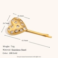 Barrette coeur élégante en acier inoxydable plaqué or 18 carats avec strass brillants - Pince à cheveux plein strass cœur 3D - Or