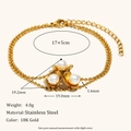 18K gold plated stainless steel pearl flower bracelet with 17+5cm adjustable chain - Pearl Petal Style (B0684_Gold)
