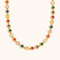 Collana con gemme arcobaleno in acciaio inossidabile placcato oro 18 carati - Collana / Collana in Zircone Multicolore - Oro