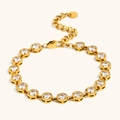 Bracciale tennis in acciaio placcato oro 18K con zirconi tondi scintillanti e chiusura - Bracciale / Bracciale in Zircone Bianco Oro