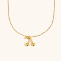 Polished 18K gold plated cherry pendant necklace for women with a minimalist fine chain - Small Cherry Necklace - Gold