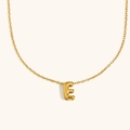 Polished 18K gold plated stainless steel necklace featuring a hollow letter E pendant - Letter E / Gold