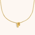 Collar con colgante letra F estilo burbuja en acero chapado oro 18K con cadena delicada - Letra F / Dorado