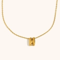Minimalist 18K gold plated hollow letter H pendant necklace with fine cable chain - Letter H / Gold