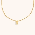 Minimalist 18K gold plated stainless steel necklace with capsule pendant on O-chain - Letter I / Gold