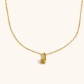 18K gold plated stainless steel hollow puffy letter J pendant necklace for women - Letter J / Gold