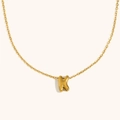 Polished 18K gold-plated stainless steel necklace featuring a hollow letter K pendant - Letter K / Gold