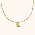 Minimalist 18K gold plated stainless steel necklace with hollow 3D letter L pendant - L / Gold