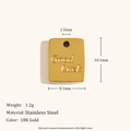 18K gold plated rectangular pendant with Good Luck engraving and 10.1x8.1mm size - Lucky Square Plate - Gold