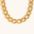 Collana a catena spessa in acciaio inossidabile placcato oro 18K da donna stile minimal - Collana a Catena Fatta a Mano / Oro